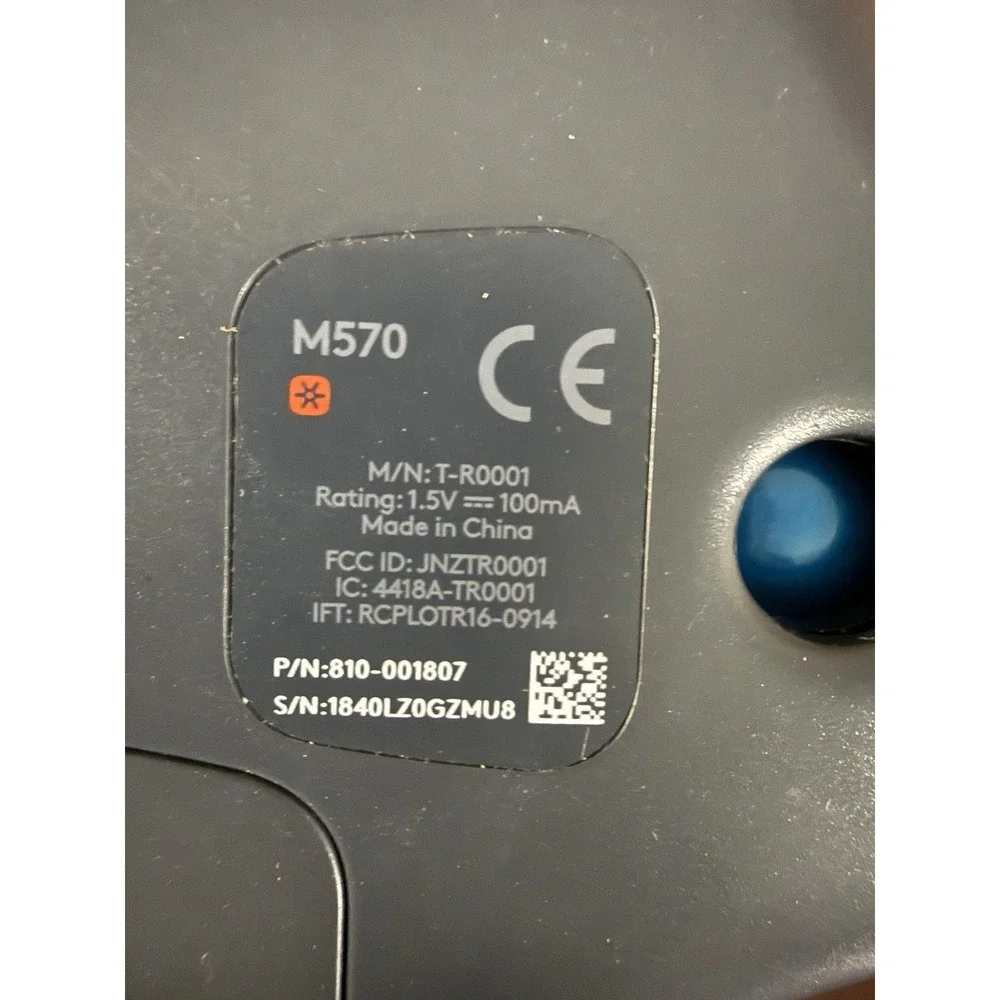 Logitech M570 Wireless Trackball Mouse w/USB Receiver Working
